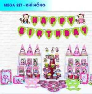 Set Bàn Tiệc Chủ Đề Khỉ Hồng